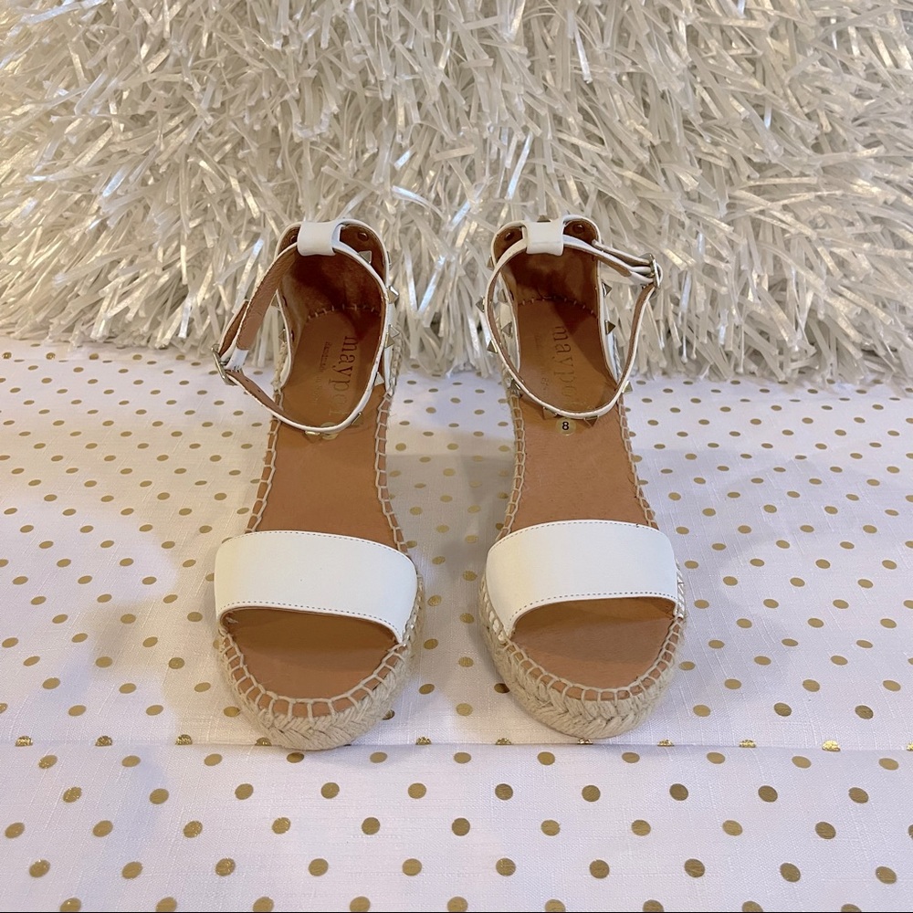 Anthropologie by Maypol White Studded Espadrille Sandals